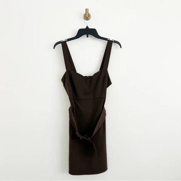 Reformation Huxley Belted Mini Dress in Chestnut Brown Size 4 - Picture 3 of 13